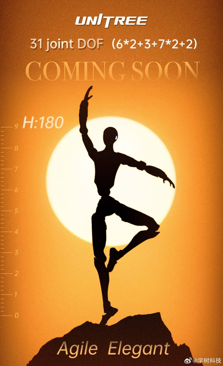 宇树发布身高180cm、31个自由度机器人新品