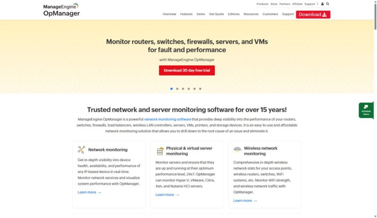 ManageEngine OpManager提供全面企业网络监控解决方案