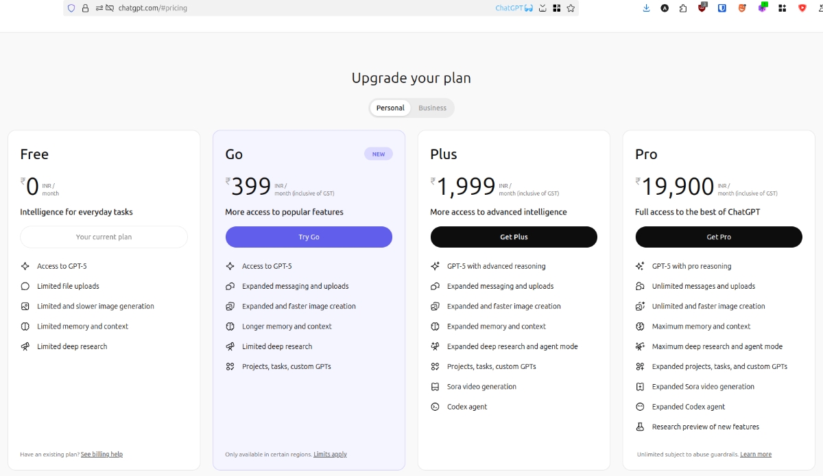 OpenAI在印度推出经济型ChatGPT Go计划
