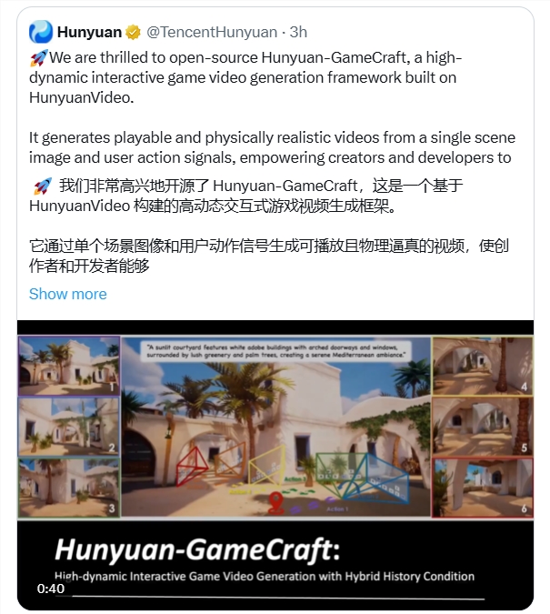 腾讯发布Hunyuan-GameCraft，单图秒变游戏，RTX 4090畅玩无阻