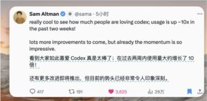 OpenAI Codex使用量激增10倍，GPT-5推动技术变革