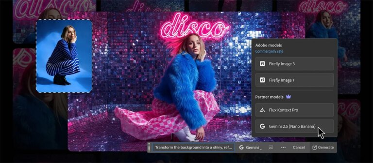 Photoshop Beta集成Google Nano Banana AI模型，提升图像创作灵活性