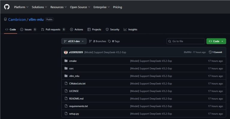 寒武纪适配DeepSeek-V3.2-Exp，开源大模型推理引擎