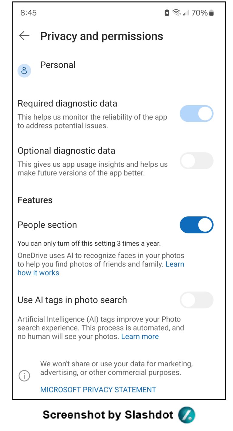 微软 OneDrive 人脸识别功能默认开启，用户每年仅能关闭三次