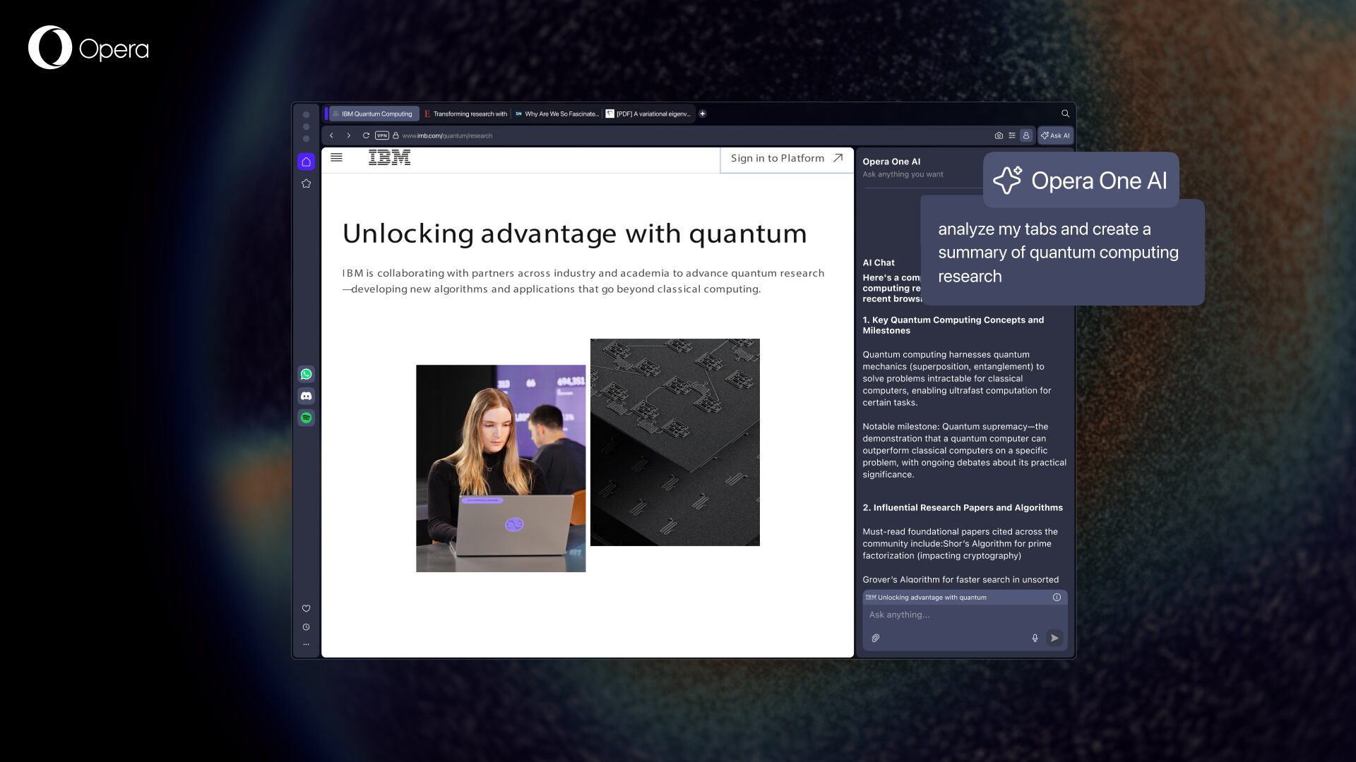 Opera One升级内置AI,提升浏览体验