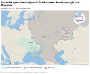 乌克兰无人机袭击俄石油化工重镇，斯特里塔马克工厂受损