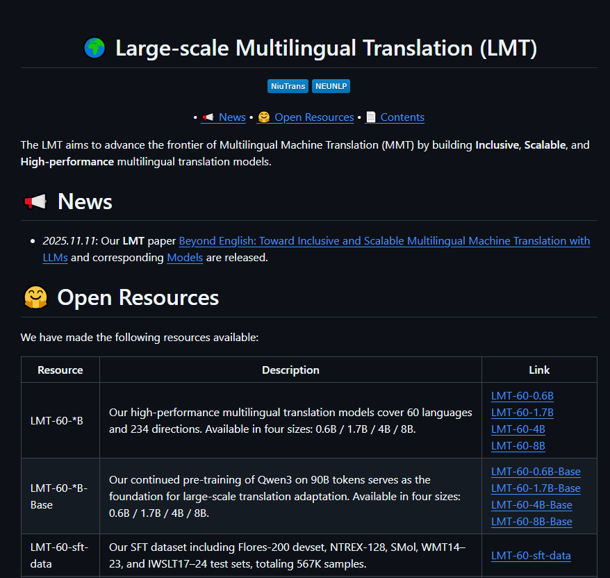 东北大学开源多语言翻译模型，覆盖60语种234方向