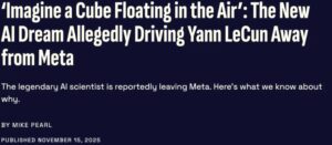 图灵奖得主LeCun退出Meta，倡未来AI在“世界模型”