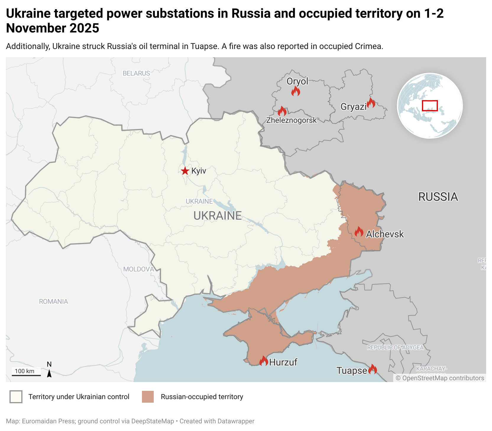 乌克兰无人机夜袭俄控五变电站，报复能源网攻击