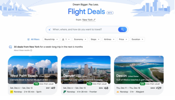 Google AI旅行工具升级：Flight Deals覆盖200国，Canvas助你轻松规划行程