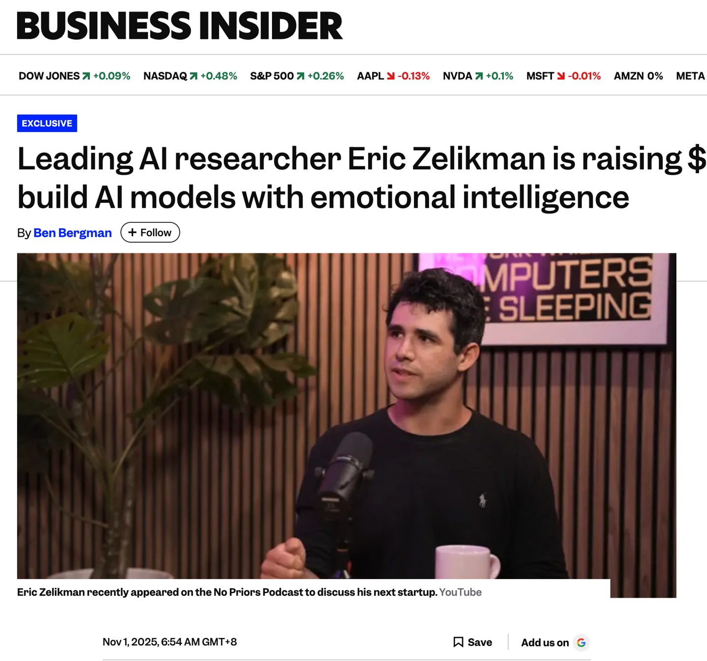 从 xAI 出走的顶尖研究员泽利克曼启动创业项目，目标让 AI 模型“有情商”