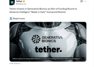Tether领投8100万美元支持人形机器人研发