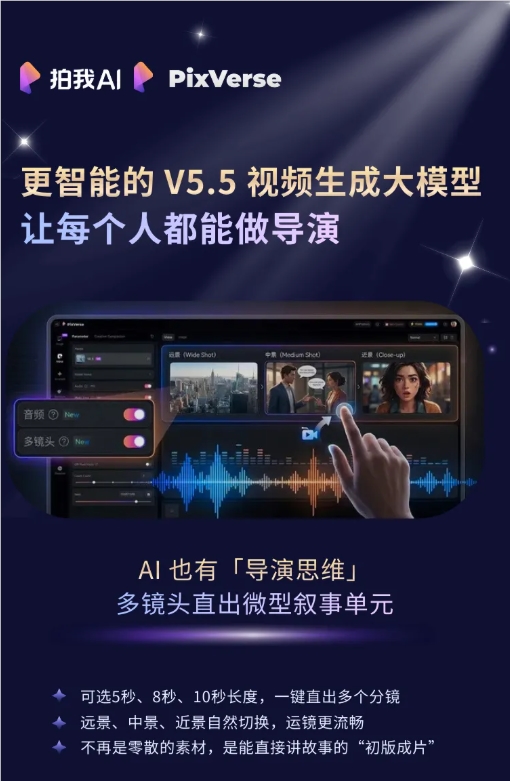 PixVerse V5.5发布，一键生成高清音画同步视频