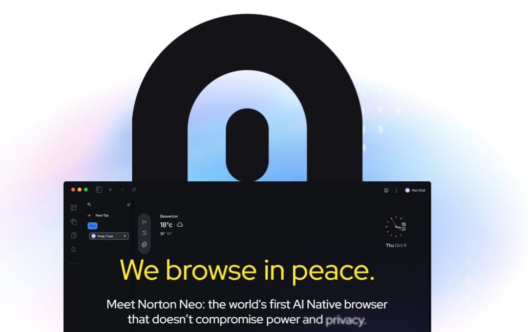 诺顿发布全球首款安全AI浏览器Norton Neo，免费下载